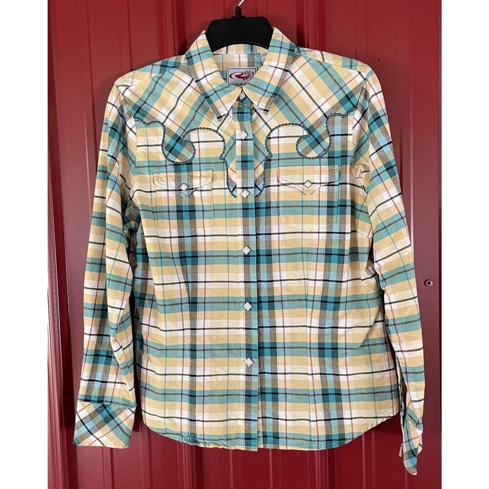 Roper Top Western‎ Plaid Pearl Snap Up Cowgirl Shirt Long Sleeve Womens Large